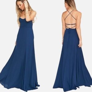 Show Me Your Mumu Godshaw Goddess Gown NWT Rich Navy Crisp
